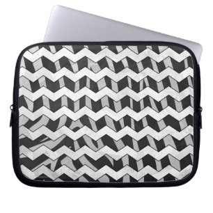 Protection Pour Ordinateur Portable Modèle Chevron noir et gris Zebra