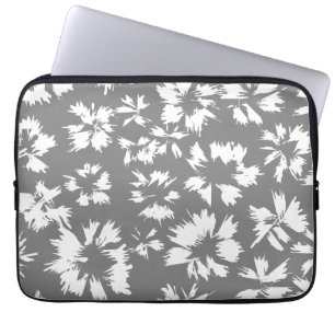 Protection Pour Ordinateur Portable Modèle floral gris et blanc élégant