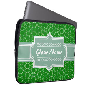 Protection Pour Ordinateur Portable Modèle floral vert Nom personnalisé