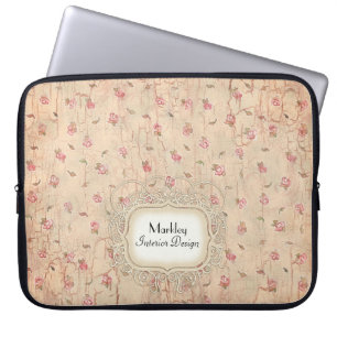 Protection Pour Ordinateur Portable Modern Vintage Art Roses Tea Stained Aged Crackle