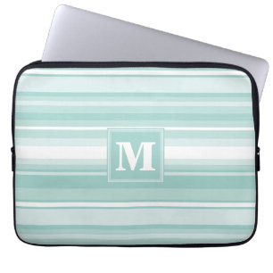 Protection Pour Ordinateur Portable Monogram mint green stripes