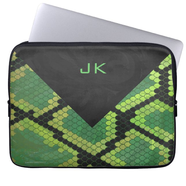 Protection Pour Ordinateur Portable Monogram Snake Vert et Noir (Devant)