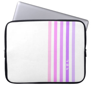 Protection Pour Ordinateur Portable Monogramme à bandes verticales violettes et roses