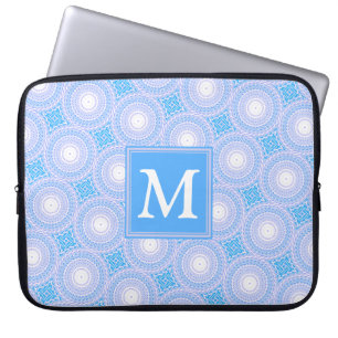 Protection Pour Ordinateur Portable Monogramme Cercles bleu électrique motif