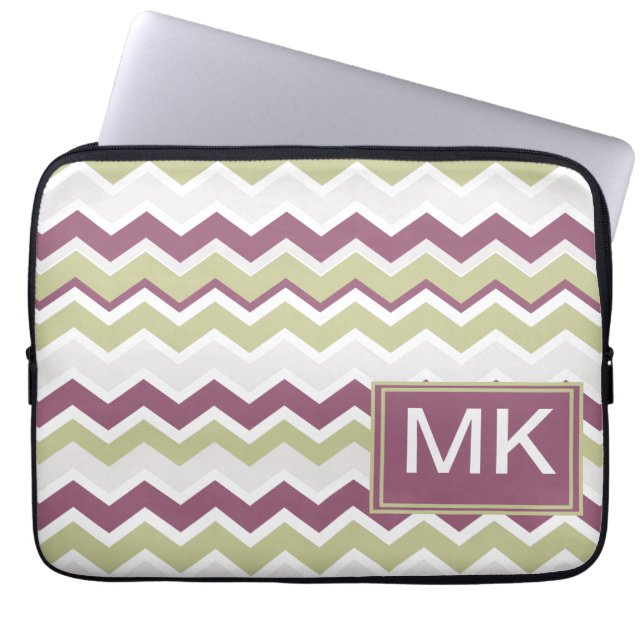 Protection Pour Ordinateur Portable Monogramme Chevron Brick (Devant)