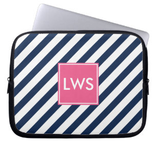 Protection Pour Ordinateur Portable Monogramme de la Marine Bleue
