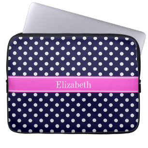 Protection Pour Ordinateur Portable Monogramme de ruban rose chaud Pois blancs de la M