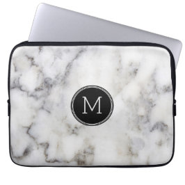 Protection Pour Ordinateur Portable Monogramme en pierre de marbre gris
