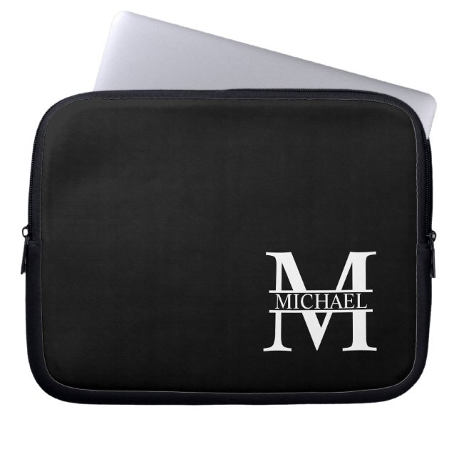 Protection Pour Ordinateur Portable Monogramme et nom personnalisés (Devant)