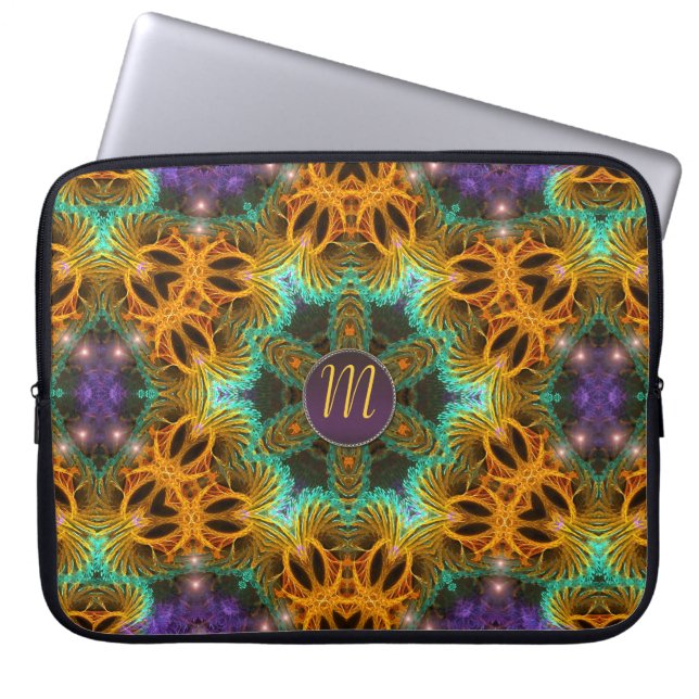 Protection Pour Ordinateur Portable Monogramme Golden Purple Magic Star Carnet (Devant)