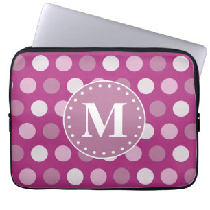 Protection Pour Ordinateur Portable Monogramme Pois rose gras