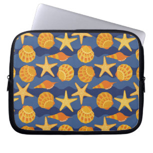 Protection Pour Ordinateur Portable Motif bleu et orange de coquillage