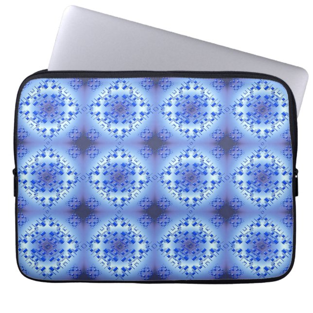Protection Pour Ordinateur Portable Motif bleu géométrique ethnique abstrait (Devant)