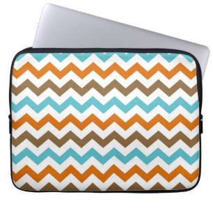 Protection Pour Ordinateur Portable Motif de chevrons de zigzag d'orange et d'Aqua