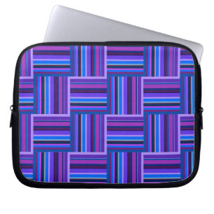 Protection Pour Ordinateur Portable Motif de tissage à rayures bleues et violettes