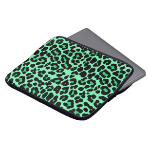 Protection Pour Ordinateur Portable Motif Empreinte de léopard Mint Green et Jade