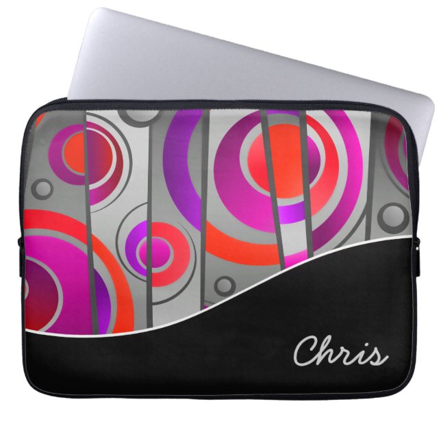 Protection Pour Ordinateur Portable Motif géométrique Abstrait coloré avec Monogramme (Devant)