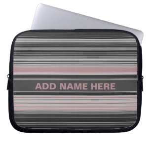 Protection Pour Ordinateur Portable Motif rayé rose Rose noir blanc gris foncé