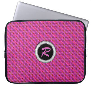 Protection Pour Ordinateur Portable Motif rose violet Monogramme 10in Carnet tablette