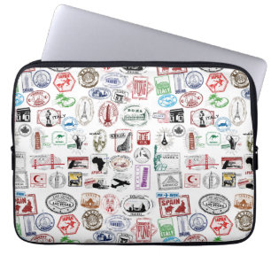 Protection Pour Ordinateur Portable Motif Timbres de Voyage Sleeve Coque