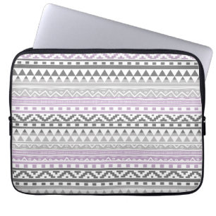 Protection Pour Ordinateur Portable Motif tribal aztèque géométrique gris pourpre