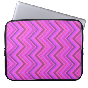 Protection Pour Ordinateur Portable Motif zigzag à rayures roses