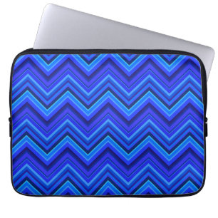 Protection Pour Ordinateur Portable Motif zigzag rayures bleues