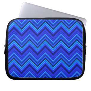 Protection Pour Ordinateur Portable Motif zigzag rayures bleues