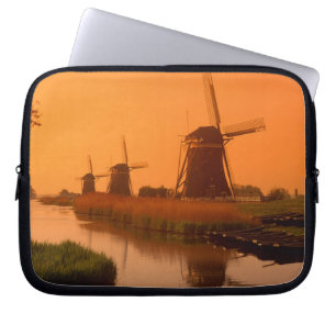 Protection Pour Ordinateur Portable Moulins à vent au coucher du soleil, Leidschendam,