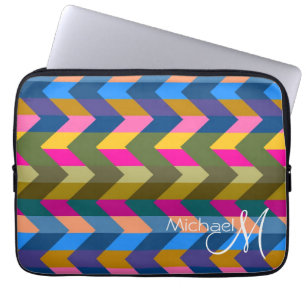Protection Pour Ordinateur Portable Multicolore Chevron Zigzag Custom Monogramme 3