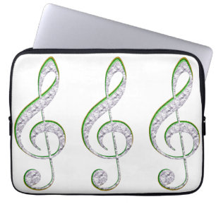 Protection Pour Ordinateur Portable MUSIQUE Émeraude et diamant Clé Treble