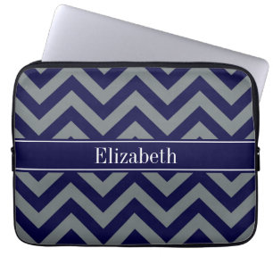 Protection Pour Ordinateur Portable Navy, Charcoal LG Chevron Navy Blue Name Monogram