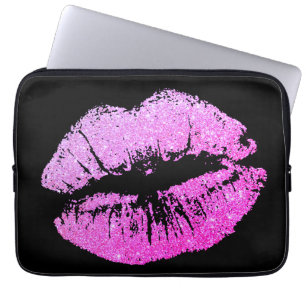 Protection Pour Ordinateur Portable Neon Violet Lips Ordinateur Portable Noir Sleeve