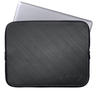 Protection Pour Ordinateur Portable Noir Metallic Design Aluminium brossé Look 2
