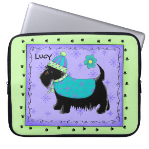 Protection Pour Ordinateur Portable Nom du chien de Terrier écossais noir Vert personn