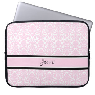 Protection Pour Ordinateur Portable Nom rose de coutume de damassé d'ordinateur