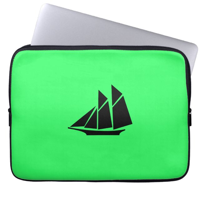 Protection Pour Ordinateur Portable Ocean Glow_Clipper noir sur vert (Devant)