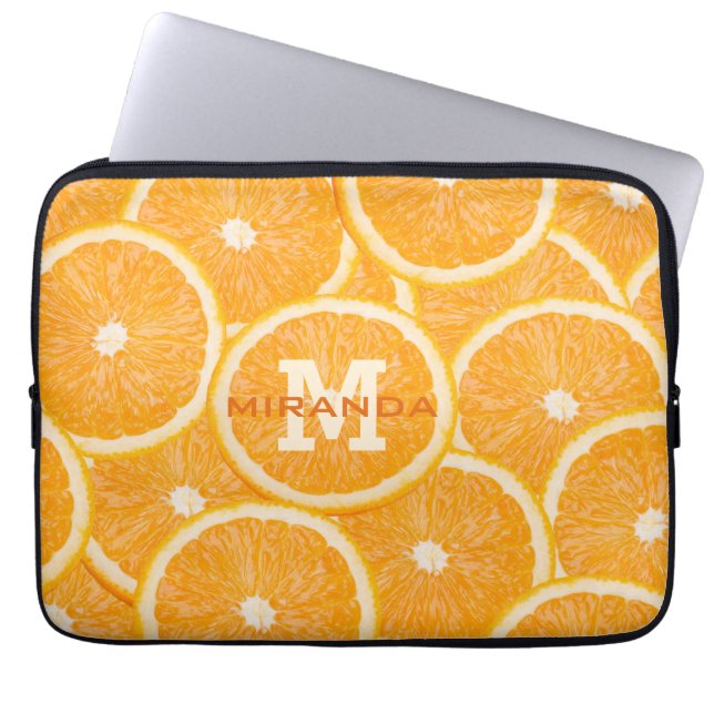 Protection Pour Ordinateur Portable Oranges personnalisées monogramme de manches d'ord (Devant)
