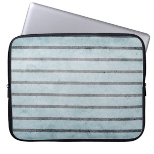 Protection Pour Ordinateur Portable Ordinateur portable vintage noir rayé bleu Manche