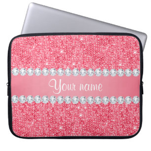 Protection Pour Ordinateur Portable Paillettes et diamants roses de Faux
