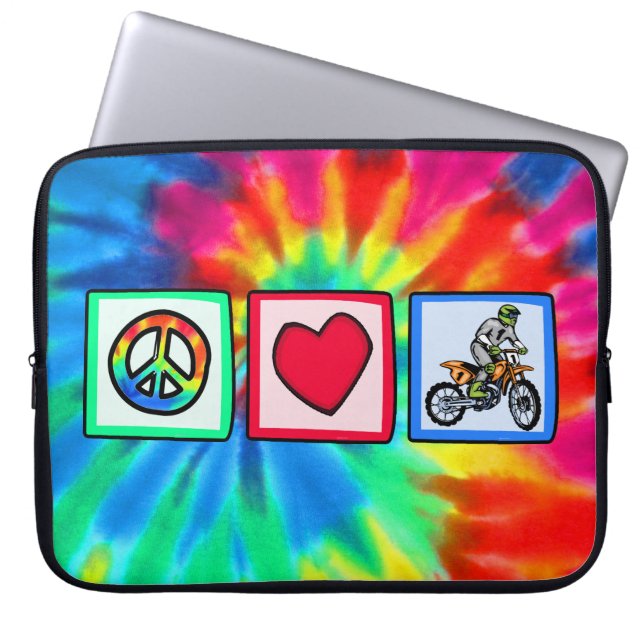 Protection Pour Ordinateur Portable Paix, amour, motocross (Devant)
