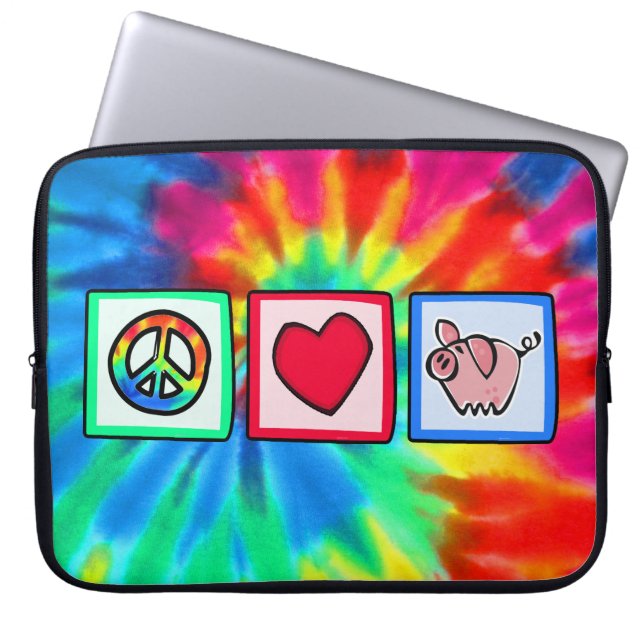Protection Pour Ordinateur Portable Paix, amour, porcs (Devant)