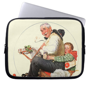 Protection Pour Ordinateur Portable Papy sur le cheval de basculage