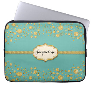Protection Pour Ordinateur Portable Parties scintillant de feuille d'or Confetti Pois