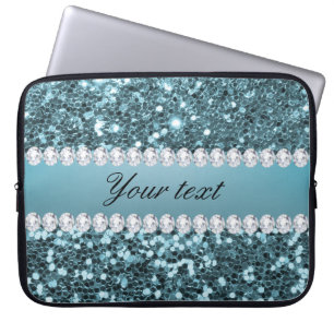 Protection Pour Ordinateur Portable Parties scintillantes et diamants assez bleus de