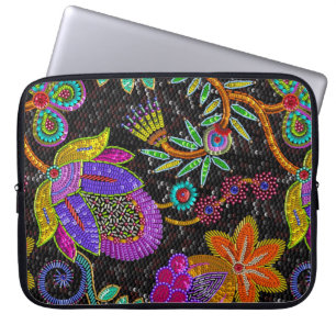 Protection Pour Ordinateur Portable Perles de verre coloré Retro Grand Design Floral