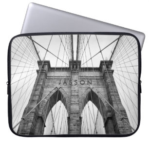 Protection Pour Ordinateur Portable Photographie noir et blanc Pont Brooklyn