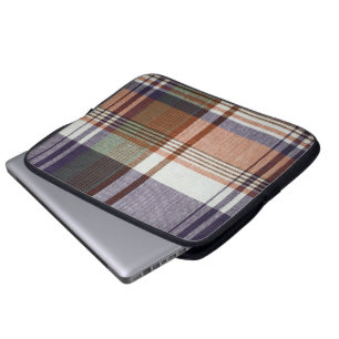 Protection Pour Ordinateur Portable Plaid orange et bleu