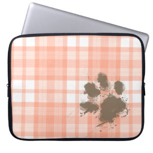 Protection Pour Ordinateur Portable Plaid orange mignon ; Chien drôle
