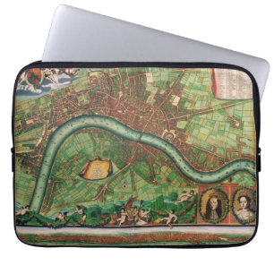 Protection Pour Ordinateur Portable Plan antique des rues de Londres par Johannes de R